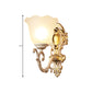 Frendorf | 1 Licht Bloom Wandlamp Vintage Messing/Beige Frosted Geribbeld Glas Wandverlichting met Gebogen Arm