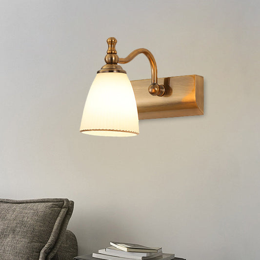 Frendorf | 1/2-Birnen Wandmontage Lampe Cottage Glockenform Frosted Glass Vanity Light Fixture in Messing