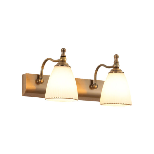 Frendorf | 1/2-Birnen Wandmontage Lampe Cottage Glockenform Frosted Glass Vanity Light Fixture in Messing