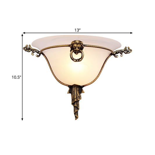 Frendorf | 1-Head Domed Wandleuchte Traditionelle Messing Frosted Glass Wandmontage Licht für Flur