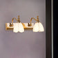 Frendorf | Weißes Glas Messing Vanity Lampe Scalloped 1/2-Licht Rustikaler Stil Wandmontage Beleuchtung mit Gebogenem Arm