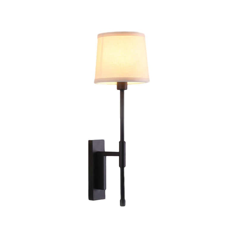 Frendorf | 1 Hoofdbuis Wandlamp Warehouse Zwart Stof Wandgemonteerde Verlichting met Rechte Hoekarm