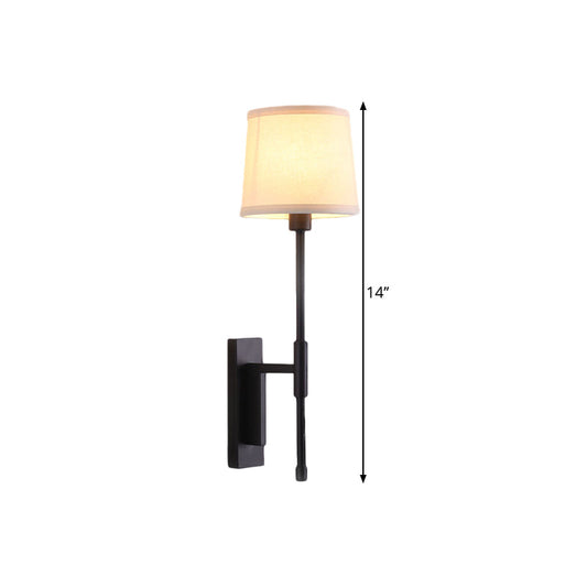 Frendorf | 1 Hoofdbuis Wandlamp Warehouse Zwart Stof Wandgemonteerde Verlichting met Rechte Hoekarm