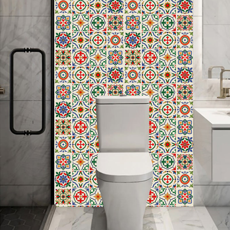 Frendorf | Bohemian Floral Pattern Wallpaper Panels Braune Badezimmer Selbstklebende Wanddekoration, 3,5' x 3,5"