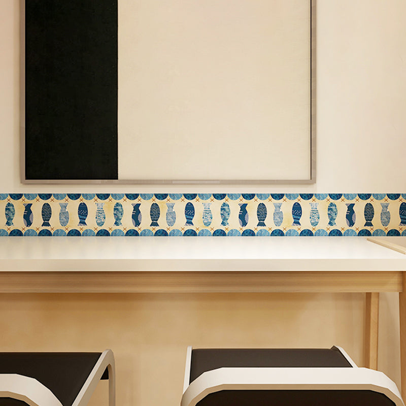 Frendorf | Plakkende Vissen Schilderen Behangrand Kinderstijl Gladde Wanddecoratie in Blauw op Bruin