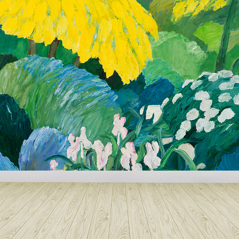 Frendorf | Green contemporary art wall mural giant flowers and trees wall decoration for the living room
