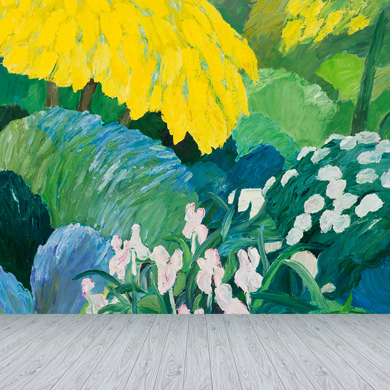 Frendorf | Green contemporary art wall mural giant flowers and trees wall decoration for the living room