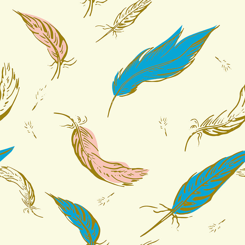Frendorf | Natuur Vogel Veren Muurbehang Hedendaagse Non-Woven Wandbekleding in Zachte Kleur