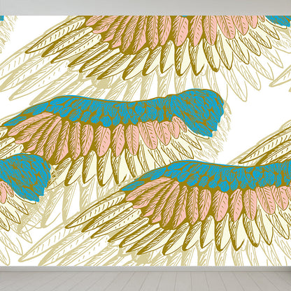 Frendorf | Non-Woven Decoratieve Wandmuur Modern Vogelvleugels Wandbekleding voor Meisjes Slaapkamer