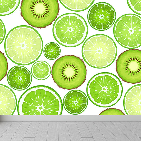 Frendorf | Giant Contemporary Wall Mural in Avocado Green Lemon Slices Wanddecor, Maßgeschneidert gedruckt