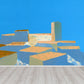 Frendorf | Hedendaagse Kunst Volwassenen Muurschildering Behang Gekleurd Blokschilderij Blauwe Wandbekleding