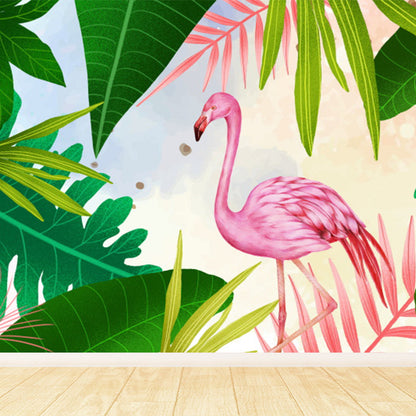 Big Field Flamingo Wandtapete Dekoratives Tropisches Wohnzimmer Wanddekoration