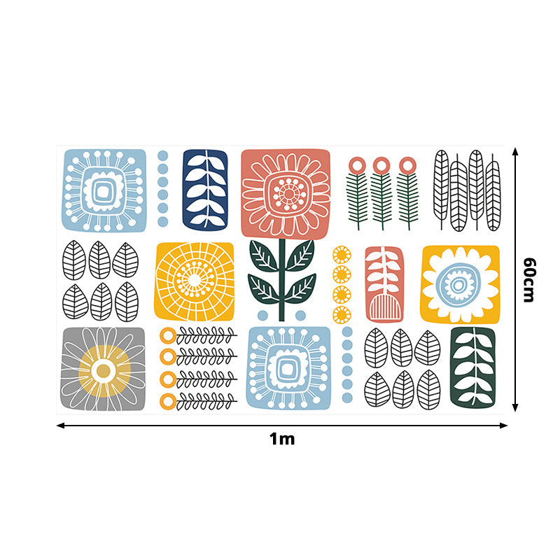 Kinderstil Sonnenblumen Tapetenpaneele Blaue Mosaikfliesen Wandkunst für die Küche, Abziehbar