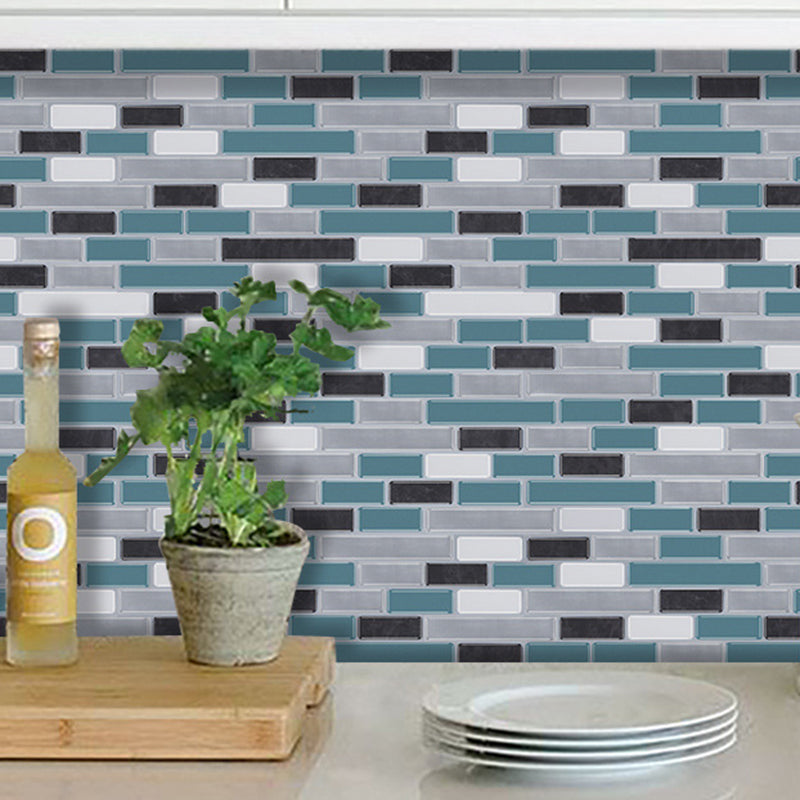 Rust Mosaikfliesen Tapetenpaneele Blau Faux-Ziegel Wandkunst für das Badezimmer, Abziehen und Paste