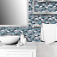 Rust Mosaikfliesen Tapetenpaneele Blau Faux-Ziegel Wandkunst für das Badezimmer, Abziehen und Paste