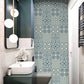 Frendorf | Geometrische Peel-Wandpaneele Boho-Chic Betoverende Bloemenprint Wandbekleding in Blauw, 3,5' x 8"