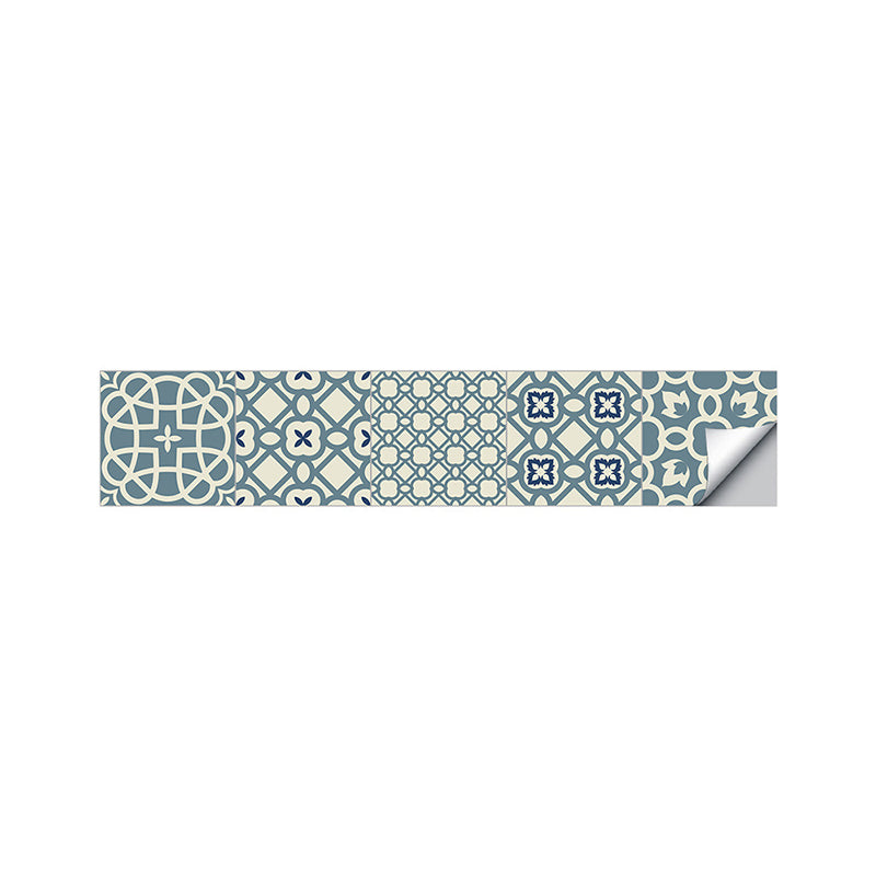 Frendorf | Geometrische Peel-Wandpaneele Boho-Chic Betoverende Bloemenprint Wandbekleding in Blauw, 3,5' x 8"