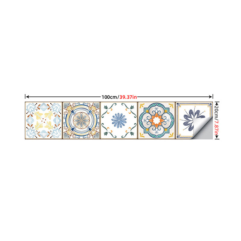 Frendorf | Geometrische Peel-Wandpaneele Boho-Chic Betoverende Bloemenprint Wandbekleding in Blauw, 3,5' x 8"