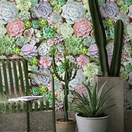 Grüne Sukkulenten Blüten Tapete Bonsai Cottage Selbstklebende Wanddekoration für Balkon