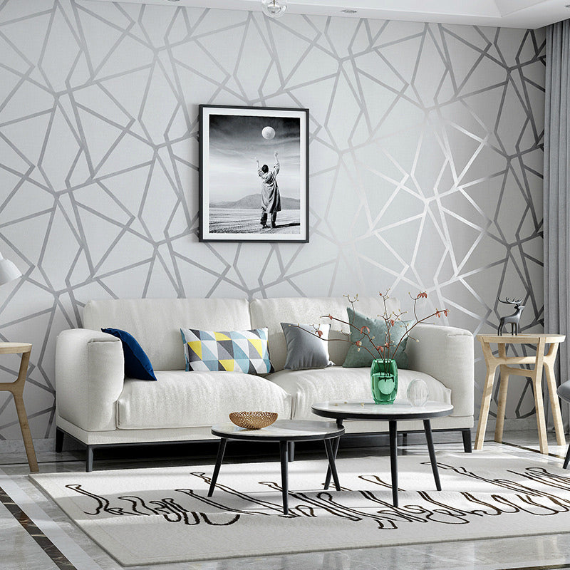 3D Geometrisches Netz Tapete Feuchtigkeitsbeständig Modern Schlafzimmer Wandkunst, 33' L x 20.5" W