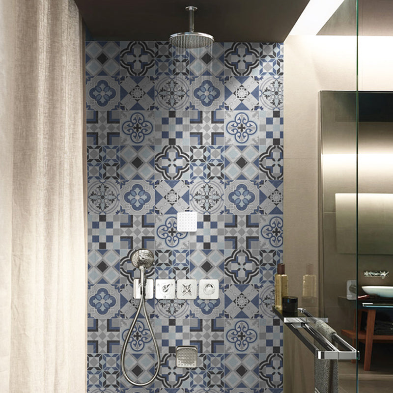 Bohemian Mosaikfliesen Tapetenpaneel Blau Vierpassmuster Wanddekoration für die Küche, Selbstklebend
