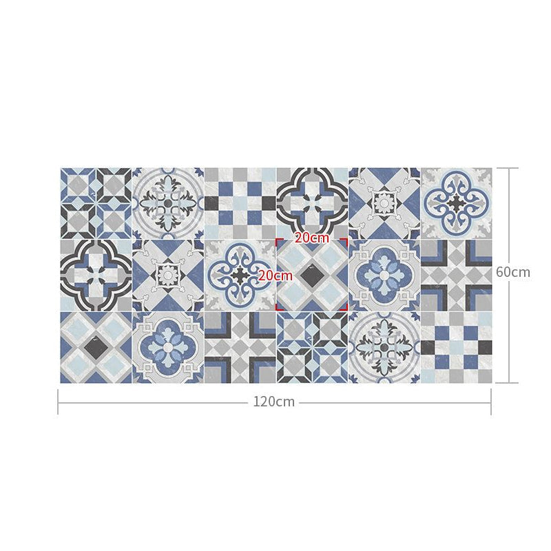 Bohemian Mosaikfliesen Tapetenpaneel Blau Vierpassmuster Wanddekoration für die Küche, Selbstklebend