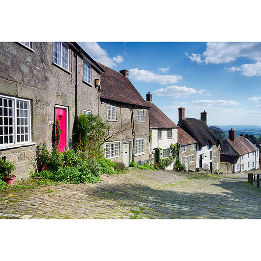 Frendorf | Blauwe Stad Landschap Muurpapier Gebouw Modern Vlekbestendige Wandbekleding