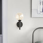 Frendorf | Klares strukturiertes Glas schwarzer Wandlicht runde 1-Lichter moderne Wandleuchte für Schlafzimmer