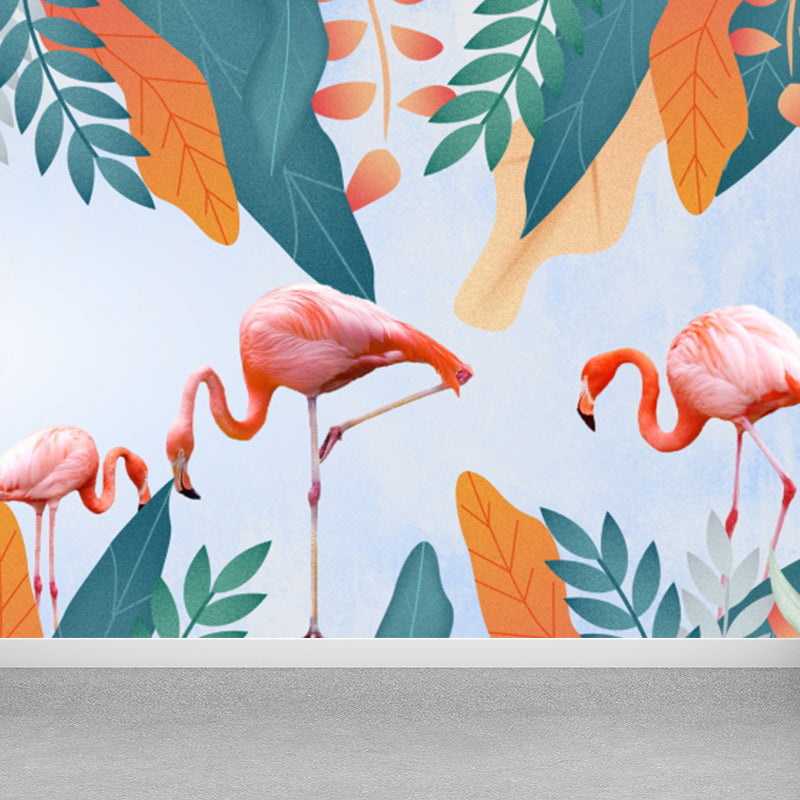 Frendorf | Staande Veld Flamingo Muurbehang Tropisch Niet-Geweven Textuurwandbekleding