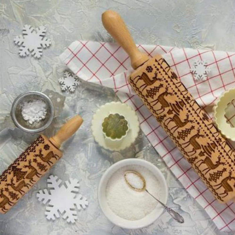 Frendorf | RollArt Prägemuster Nudelholz | Buchenholz Backwerkzeug | Perfekte Muster für Kekse & Teig