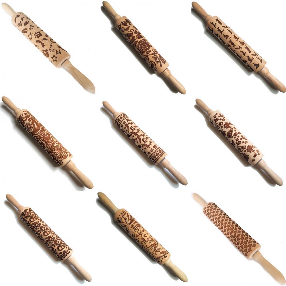 Frendorf | RollArt Prägemuster Nudelholz | Buchenholz Backwerkzeug | Perfekte Muster für Kekse & Teig