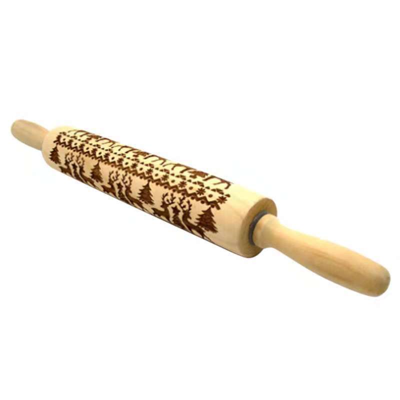 Frendorf | RollArt Prägemuster Nudelholz | Buchenholz Backwerkzeug | Perfekte Muster für Kekse & Teig