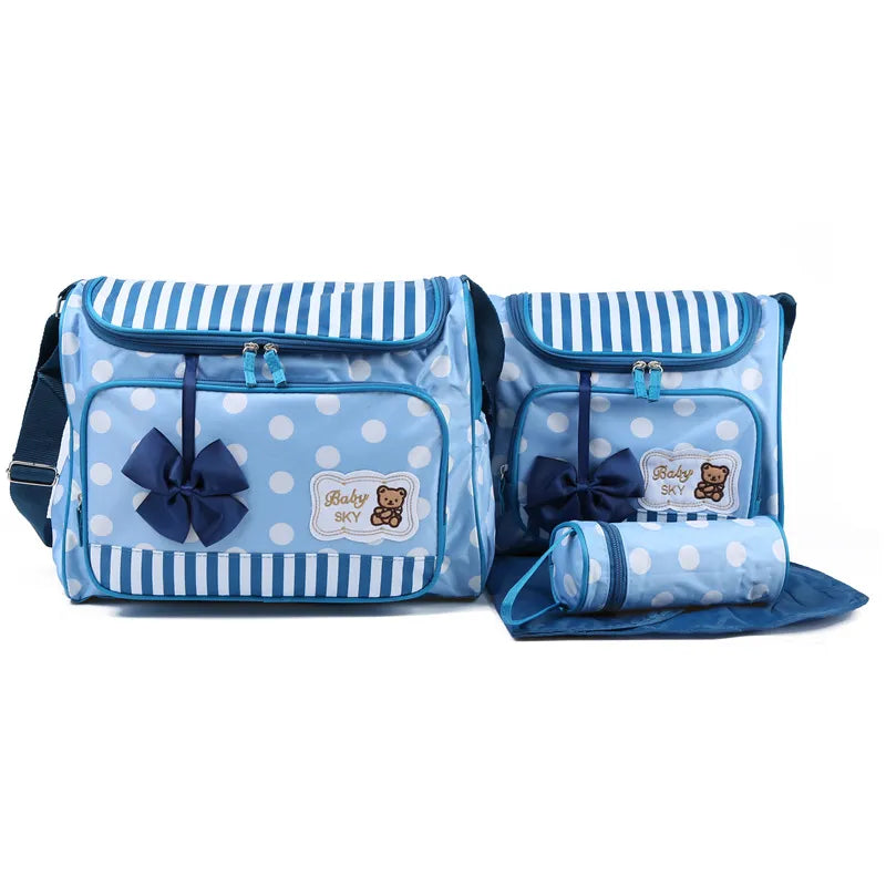 Frendorf | Baby Wickeltasche Blau mit Wickelunterlage und Flaschenhalter