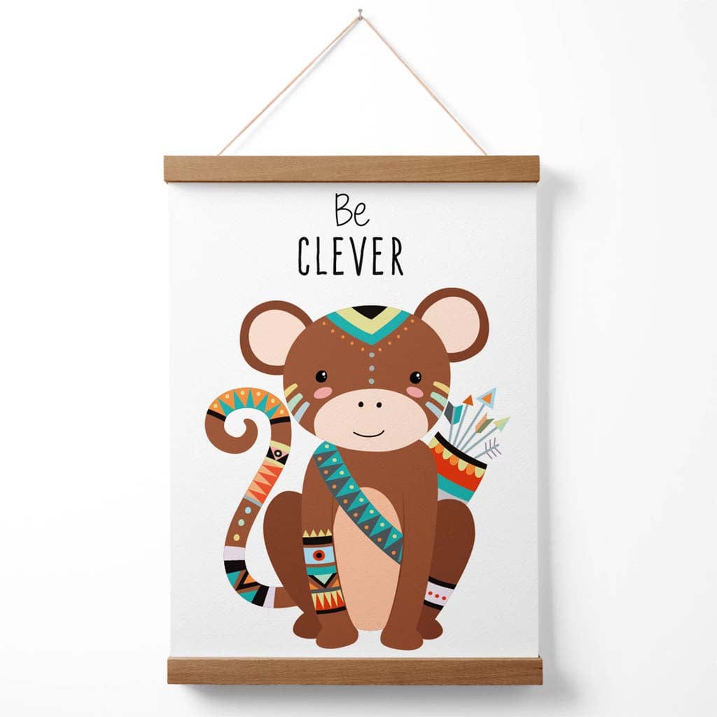 Be Clever Monkey Tribal Animal Quote Poster mit Aufhänger