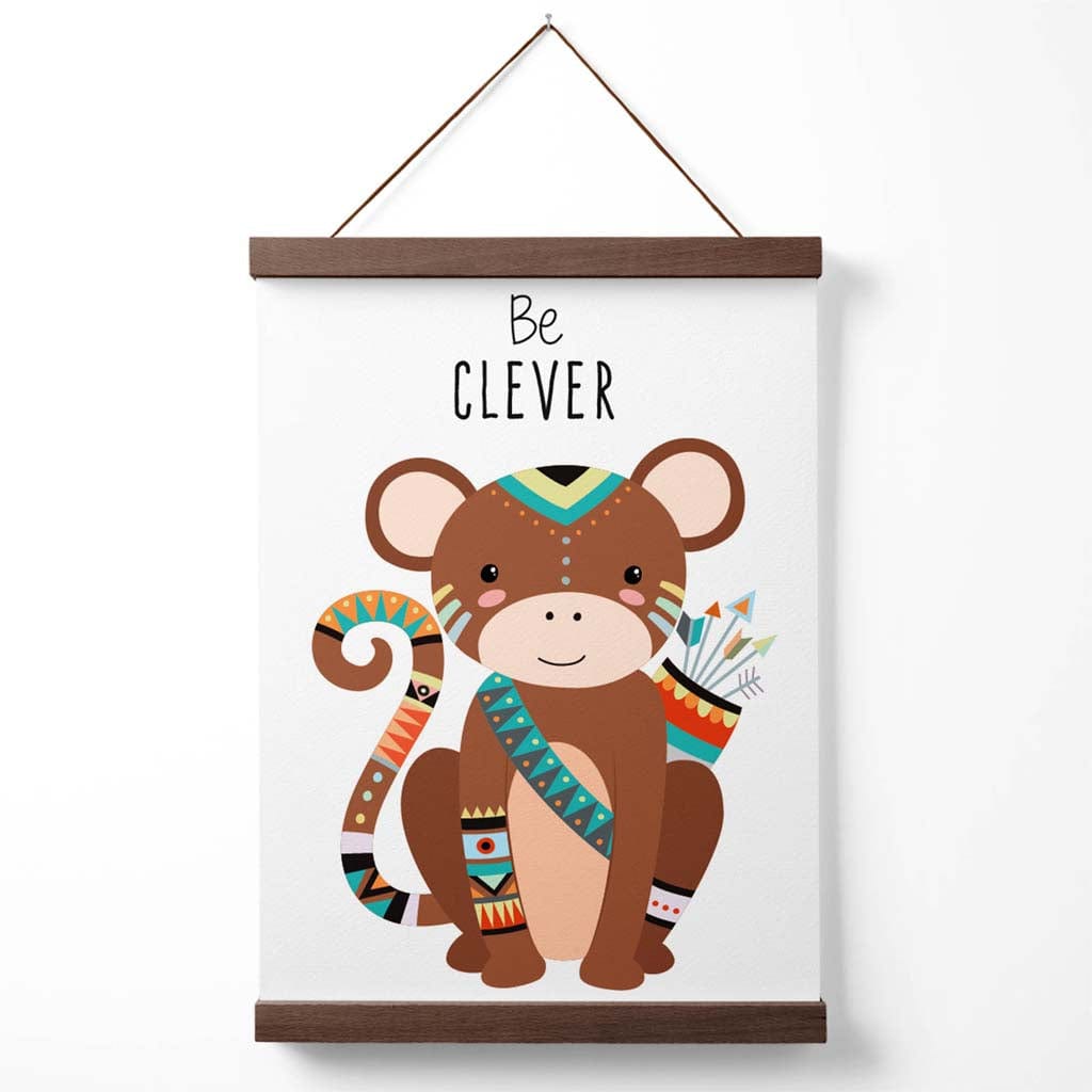 Be Clever Monkey Tribal Animal Quote Poster mit Aufhänger