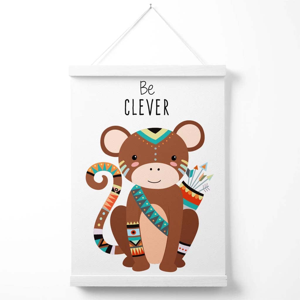 Be Clever Monkey Tribal Animal Quote Poster mit Aufhänger