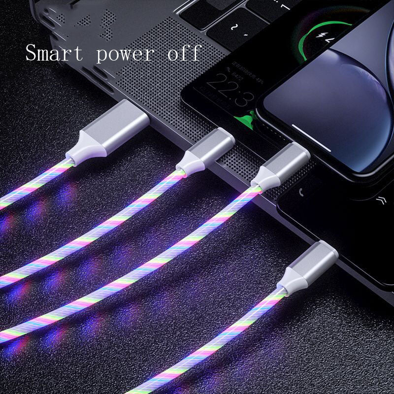 Frendorf | 3 in 1 Micro USB Typ C Kabel LED fließendes Licht Typ C Chager Kabel Handy Ladekabel