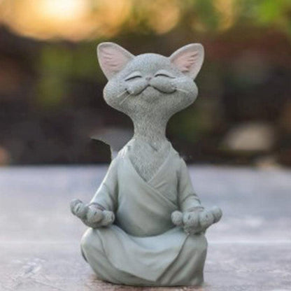 Verspielt Schwarze Buddha Katze Figur Meditation Yoga Sammlerstück Glückliche Katzen Dekor Zuhause Garten Dekoration Gartenornament