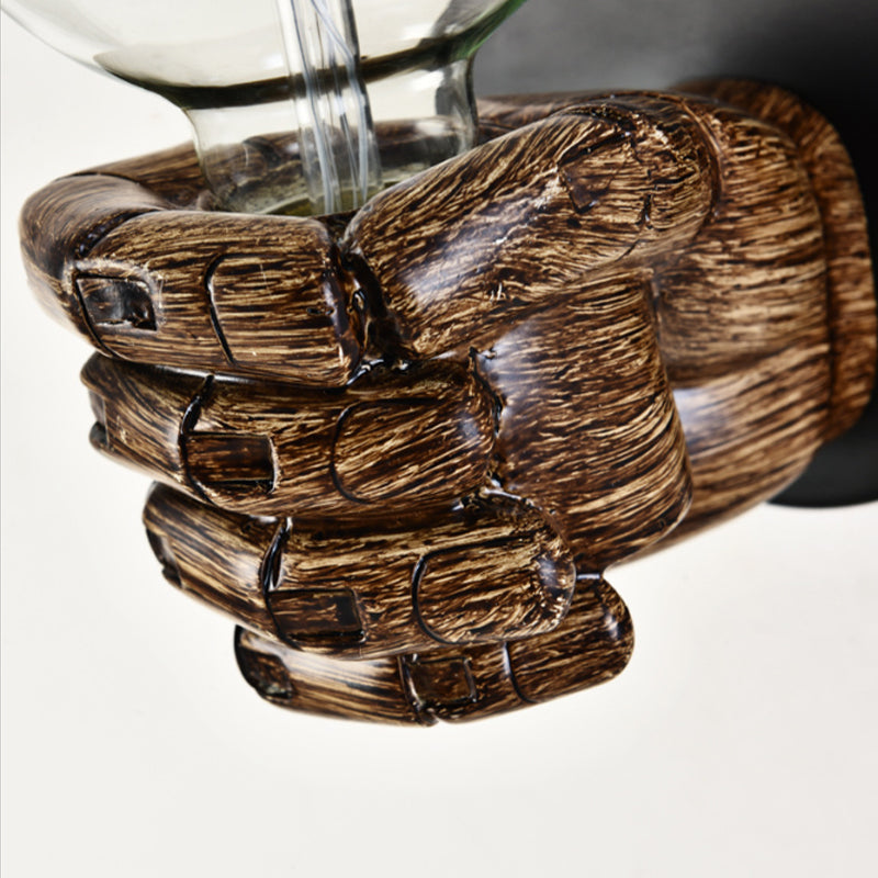 Frendorf | Braune Hand-Wandlampe Einzellicht Retro Holz Wandlampe mit Globe-Glühbirne für Flur