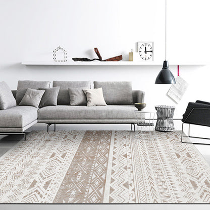 Frendorf | Americana Tribal Geometric Pattern Rug Brown Polyester Rug Machine Washable Non-Slip Rug for the Bedroom