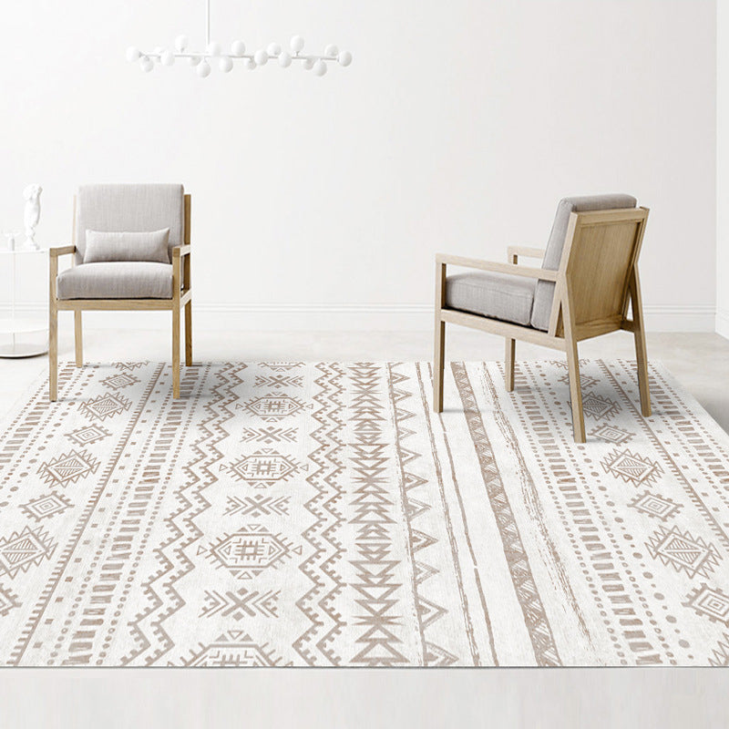 Frendorf | Americana Tribal Geometric Pattern Rug Brown Polyester Rug Machine Washable Non-Slip Rug for the Bedroom