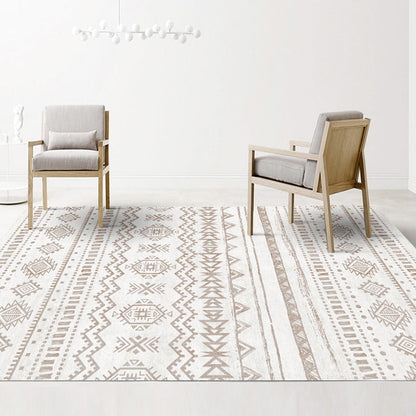 Frendorf | Americana Tribal Geometric Pattern Rug Brown Polyester Rug Machine Washable Non-Slip Rug for the Bedroom