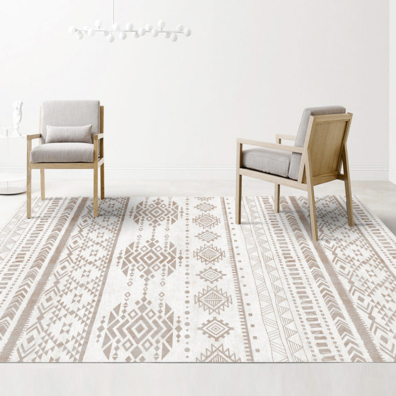 Frendorf | Americana Tribal Geometric Pattern Rug Brown Polyester Rug Machine Washable Non-Slip Rug for the Bedroom