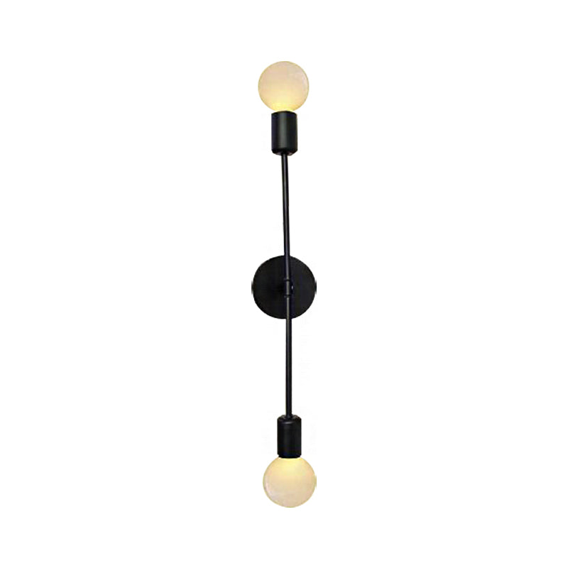 Frendorf | Lineare Metall-Wandlampe mit offenem Glühbirnen-Loft-Stil 2 Lichter Balkon-Wandlampe in Schwarz