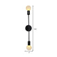 Frendorf | Lineare Metall-Wandlampe mit offenem Glühbirnen-Loft-Stil 2 Lichter Balkon-Wandlampe in Schwarz