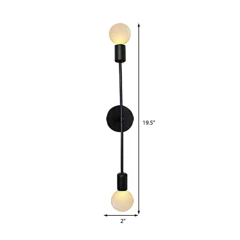 Frendorf | Lineare Metall-Wandlampe mit offenem Glühbirnen-Loft-Stil 2 Lichter Balkon-Wandlampe in Schwarz