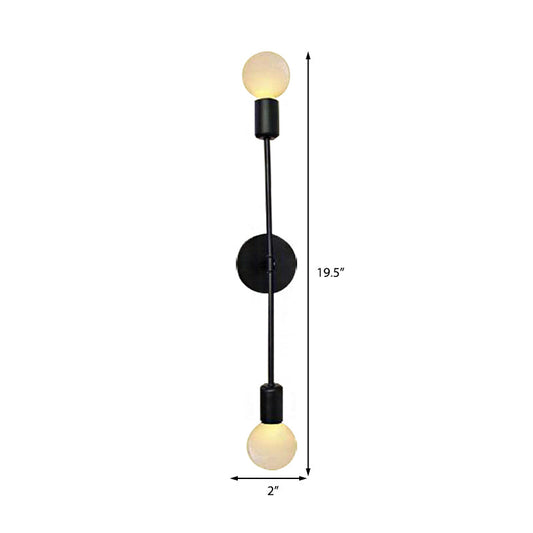 Frendorf | Lineare Metall-Wandlampe mit offenem Glühbirnen-Loft-Stil 2 Lichter Balkon-Wandlampe in Schwarz