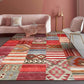 Frendorf | Amerikaans Tribal Gestreept Patroon Tapijt Rood Polyester Tapijt Machinewasbaar Antislip Achterkant Woonkamer Tapijt voor Slaapkamer
