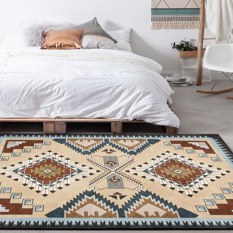 Frendorf | Beige Vintage Tapijt Polyester Tribal Patroon Tapijt Wasbaar Antislip Achtergrond Tapijt voor Woonkamer