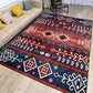 Frendorf | Marin und roter Südwest-Teppich Polyester Tribal Muster Teppich waschbar rutschfester Hintergrund Teppich für Wohnzimmer